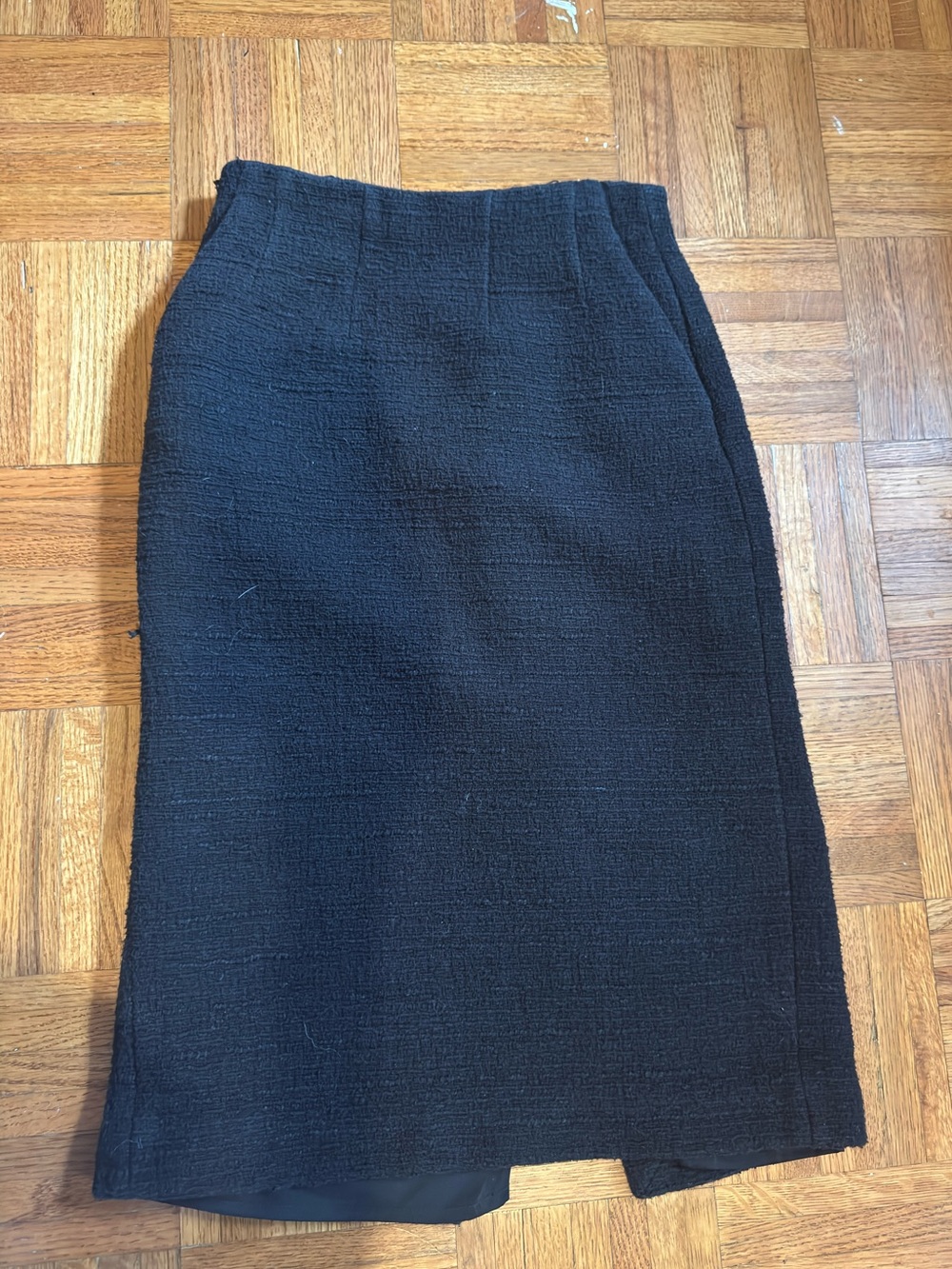 Babaton Black Textured High-Waist Pencil Skirt